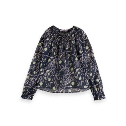 Scotch & Soda 168640 0594 scotch and soda gathered top with tunnel details in organic cotton combo o