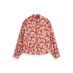 Scotch & Soda 177182 610 scotch&soda printed balloon sleeve shirt shell batik terracotta