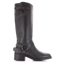 Poelman Hoge leren biker boots met rits cowboy laarzen dames
