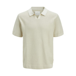 Jack & Jones Jprcceaston knit split neck ss sn beige
