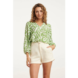 Smashed Lemon 25006 crinkle top met lichtte abstracte print |