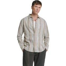 No Excess Shirt slub multi coloured stripes blue