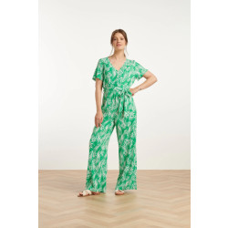 Smashed Lemon 25046 stretch jumpsuit met v-halsbladprint |