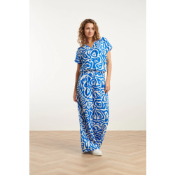 Smashed Lemon 25004 wijde broek met te abstracte print | cobalt