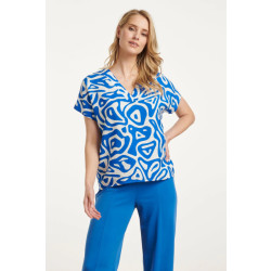 Smashed Lemon 25002 v-hals top met te abstracte printlosse pasvorm |