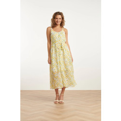 Smashed Lemon 25011 midi strappy jurk met citroenprint |