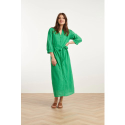 Smashed Lemon 25146 felgroene midi broderie anglaise jurk met