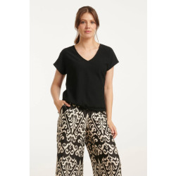 Smashed Lemon 25120 stretchy crinkle top met v-hals |