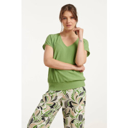 Smashed Lemon 25120 top licht stretchy crinkle v-hals |