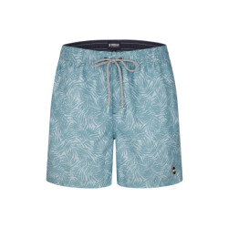 Happy Shorts Heren zwemshort palmbladeren blauwgrijs print