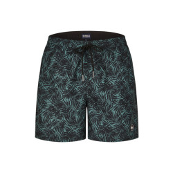 Happy Shorts Heren zwemshort palmbladeren zwart/jungle groen print