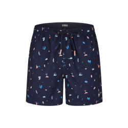 Happy Shorts Heren zwemshort strand donkerblauw print