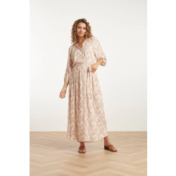 Smashed Lemon 25042 lichte maxi jurk met v-halsaztec print-nude