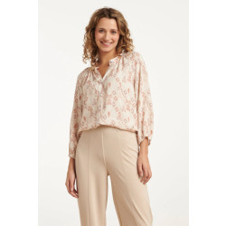 Smashed Lemon 25043 v-hals blouse met aztec printnude tinten |