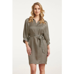 Smashed Lemon 25048 korte satijn jurk met zigzagprint |