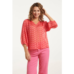 Smashed Lemon 25051 elegante chiffon top met schelpprint |