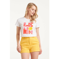 Smashed Lemon 25232 te katoenen t-shirt met lemon print, |