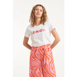 Smashed Lemon 25228 te katoenen t-shirt met geborduurd lemon print |