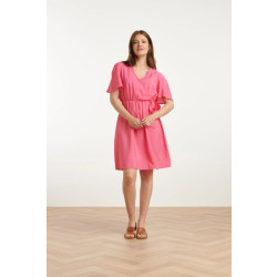 Smashed Lemon 25170 fuchsia zomerjurk met overlap v-hals |