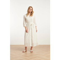 Smashed Lemon 25146 witte midi broderie anglaise jurk met