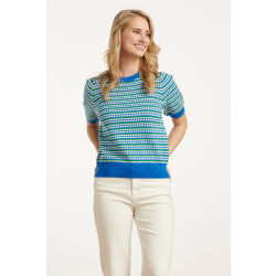 Smashed Lemon 25108 gebreide top met puffy mouwenkobalt, fel |