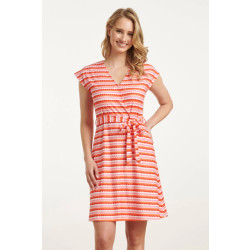 Smashed Lemon 25037 v-hals overlapped korte jurk met grafische dots, |