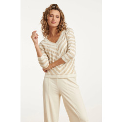 Smashed Lemon 25180 off white top met chevron streepprint |