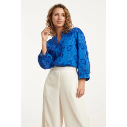 Smashed Lemon 25138 cobalt blauwe 3d bloemen blouse