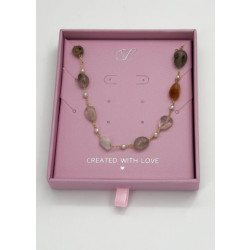Smashed Lemon 64058 rijke kwarts steen ketting met parelskoper |