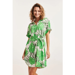 Smashed Lemon 24331 kort blad patroon overhemd jurk |