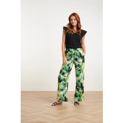 Smashed Lemon 24428 mashed lemon zomer wijde broek met abstracte bloemenprint tinten |