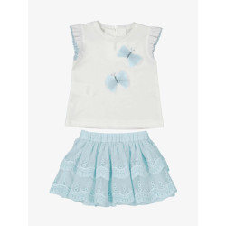 Mayoral Meisjes set rok embroidered tulle sky