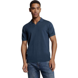 No Excess Pullover short sleeve polo v solid deep blue