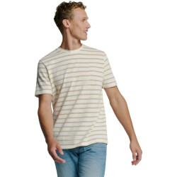 No Excess T-shirt crewneck jacquard stripes offwhite