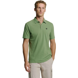 No Excess Polo pique garment dyed green
