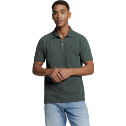 No Excess Polo pique garment dyed dark steel