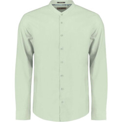 No Excess Shirt granddad solid with linen mint