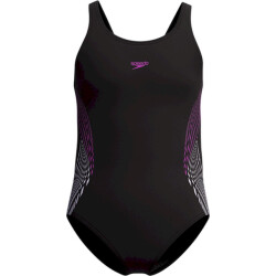 Speedo eco placem muscleb bla/pin wedstrijd badpak meisjes zwart-roze