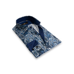 Circle of Gentlemen Johan allover print overhemd in stretch kwaliteit