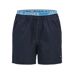 Jack & Jones Heren zwemshort jpstmaui neon dubbele waistband donkerblauw/lichtblauw