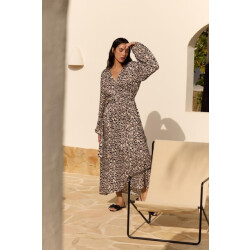 Jansen Amsterdam Rebecca jurk wa 564 wrap long sleeve sand