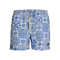 Jack & Jones Heren zwemshort jpstmaui mature azulejo print wit/blauw