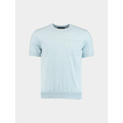Scotland Blue T-shirt korte mouw yvan knitted t-shirt melange 25108yv58sb/210 light blue