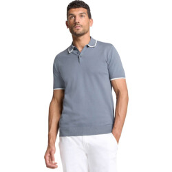 No Excess Pullover short sleeve polo button s washed blue