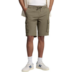 No Excess Short stretch cargo garment dyed dark moss