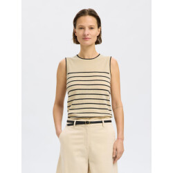Selected Femme slfesther sl contrast knit top 16097496 birch stripes black