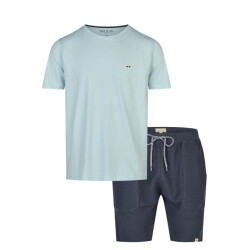 Phil & Co Heren korte pyjama lounge set shortama lichtblauw/donkerblauw