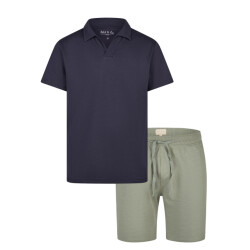 Phil & Co Heren korte pyjama set shortama badstof blauw/groen