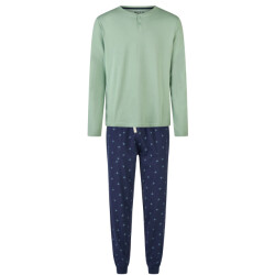 Phil & Co Heren pyjama set lang groen/blauw