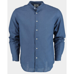 Bos Bright Blue Casual hemd lange mouw linnen shirt lm 42540006b/235 ultramarine